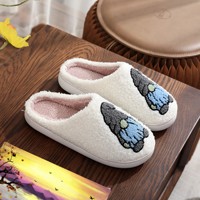 Noël Explosion Hiver Maison Pantoufles Père Noël Coton avec Fourrure TPR Hommes et Femmes Pantoufles En Peluche En Peluche