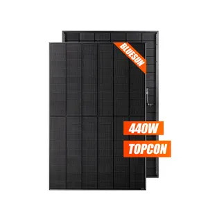 双面全黑440w N型Topcon太阳能电池板和模块，用于住宅系统