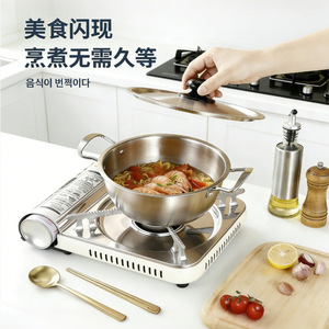 Pot à nouilles instantanées en acier inoxydable, grande capacité, à double anse, pour utilisation sur cuisinière - Product Image 1