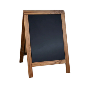 Pizarra de madera plegable negra, tipo A-frame, rústica, de pie, para acera - Product Image 1