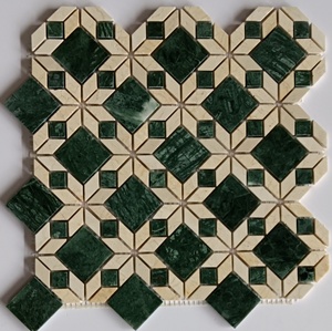 Mix Color Flower Mosaic Hexagon Green Marble Tile for Interior Wall Living Room Outdoor Hotel Made of Stone with Square <strong>Pattern</strong> - Product Image 1