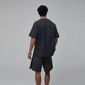 男性用TシャツTシャツ男性用ストリートヘビー級アシッドウォッシュ特大Tシャツ - Product Image 2