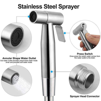 Ensemble de bidet WC en acier inoxydable, pulvérisateur portatif moderne en nickel brossé, facile à utiliser pour la salle de bain, directement de l'usine