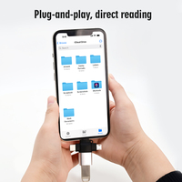 Clé USB argentée 3 en 1, câble multi-connecteurs USB C, Lightning, Micro USB, adaptateur USB 3.0 OTG pour Android IOS