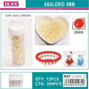 Perline Ilan Abalorio da 8 mm color crema per la creazione di gioielli - Product Image 1