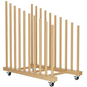 9 secciones de madera arte lienzo almacenamiento ruedas giratorias madera gran impresión estante arte almacenamiento estante lienzo tableros estante - Product Image 1
