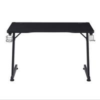 Bureau d'ordinateur de bureau noir à la maison Offre Spéciale Jambes en forme de Z Table de joueur Lumière LED Ensemble de bureau Table de jeu RVB