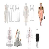 5 pièces mode dessin modèle conception ensemble couture vêtements mesure courbe règles bricolage couturière outils de couture