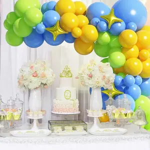 JYO Conjunto de balões verdes de frutas azuis amarelos 100 peças para decoração de festas de verão