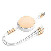 Câble de charge rapide rétractable 3-en-2 120W USB Type-C Micro 8 broches multi-ports super rapide pour téléphone portable, idéal pour les voyages