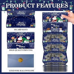 Nueva Cartera de Papel con Diseño de Papá Noel y 10 Ranuras para Tarjetas, Caja de Dinero Sorpresa para Fiestas Navideñas - Product Image 3