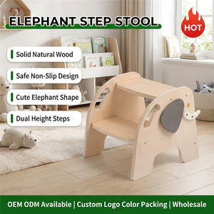 Wooden Elephant Step <strong>Stool</strong> Elephant Toddler <strong>Stool</strong> Sturdy Elephant Shape <strong>Childrens</strong> Step <strong>Stool</strong> for Safety - Product Image 1