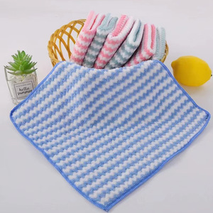 Cationic Towel Absorbent Microfiber Square <b>Kitchen</b> Cleaning <b>Cloth</b> Stripe Pattern Pink Blue Green - Product Image 2