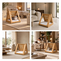 Nouvelle maison pour chat en bois massif de luxe, tente pour animaux de compagnie, coussin confortable, design écologique et robuste, convient à tous les chats et petits chiens, jardin