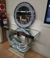 Meubles de salon Silver Mirror Crushed Diamond Rectangle console table avec miroir mural de salon