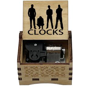 Carillon in Legno con Orologio <span class=keywords><strong>Coldplay</strong></span>, Scatola Musicale a Carica Manuale, Regalo per Natale, Compleanno, San Valentino, Amici e Innamorati - Product Image 1