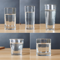 Geoptimaliseerde klassieke vierkante wijnglazen, old fashioned rockglazen, transparant, sodakalk, loodvrij, 175ml/6oz