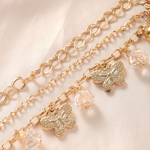 Fashion Charm <b>Bracelet</b> Zinc Alloy Butterfly <b>Crystal</b> Pendant Multi Layer Chain Gift Jewelry - Product Image 4