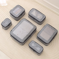 Lot de 6 cubes de rangement de voyage compressibles en RPET avec logo personnalisé, légers, pour l'organisation des bagages et l'emballage des valises