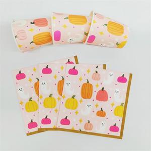 จานขนมหวานรูปผีฟักทองสีชมพู DAMAI ชุดอุปกรณ์ปาร์ตี้แบบใช้แล้วทิ้ง ถ้วยกระดาษ ผ้าเช็ดปาก จานกระดาษ ชุดภาชนะสำหรับงานปาร์ตี้ฮาโลวีน - Product Image 4