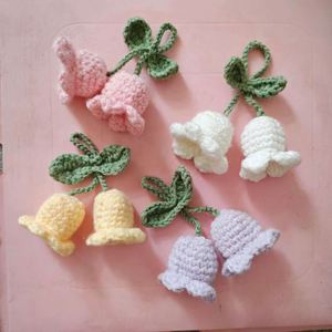Lily Flower Creative <b>Bag</b> Hanging Decoration Wool Crochet Hook Forest Series Wind Chime Flower Pendant Car Keychain <b>Gift</b> - Product Image 6