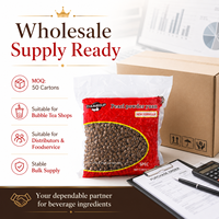 THUMBS Perles de tapioca noires originales, moelleuses et élastiques, 900g*20/1kg*18 par carton, pour les magasins de bubble tea, les cafés, les restaurants, OEM/ODM