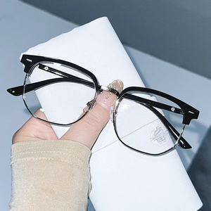 Gafas de Negocios Modernas para Hombre, Montura Media, Forma de Diamante, Cuadradas, Anti-Luz Azul, Espejo Plano, para Miopía - Product Image 4