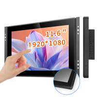 Monitor LED Industrial TFT LCD Integrado de 11.6 Pulgadas, 1920*1080 HD-MI VGA, Pantalla Táctil Capacitiva Impermeable, Carcasa Metálica, Diseño Plano