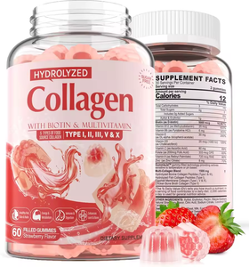 Suplemento de Colágeno Vegano, Belleza Natural, Gomitas Blanqueadoras de Piel, Gomitas Rellenas de Mermelada con Colágeno - Product Image 1