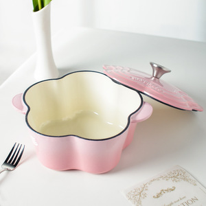 Pentola <span class=keywords><strong>in</strong></span> <span class=keywords><strong>Ghisa</strong></span> Smaltata a Forma di Petalo, Lusso Accessibile, Pentola Mini Ispessita per Zuppe e Stufati, Utensile da Cucina Domestico - Product Image 2