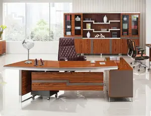 棕色现代最佳人体工程学完美抽屉家庭办公桌便宜胶合板金l形家具办公桌