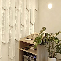 Panel Dinding 3D Motif Bulu dari Batu PU Artifisial untuk Vila, Hotel, Kafe, Panel Dinding Interior, Panel Dinding Fitur Interior