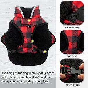 Abrigo de invierno para perros, forro polar cálido, reflectante, ajustable, acogedor, impermeable, a prueba de viento, ropa para perros para lluvia, nieve, viento, clima frío - Product Image 6