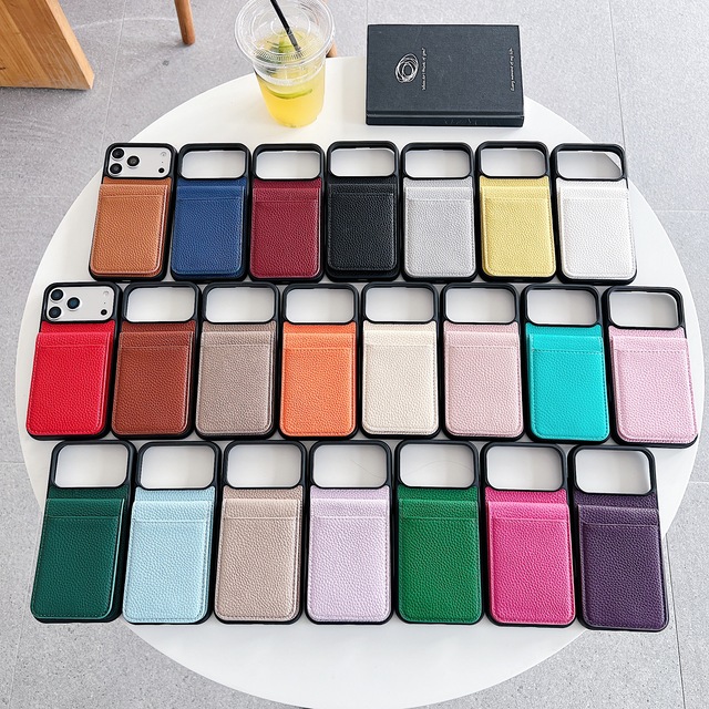 2026 Newest Luxury Leather-Textured Shockproof Mobile Phone Case Cover for 17 Pro with 2-in-1 Card Holder