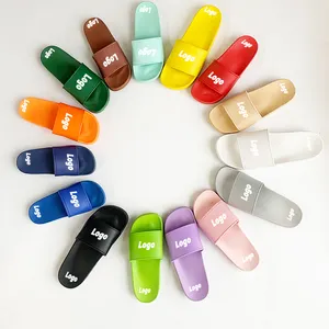 Großhandel Sommer weiche Sohlen bequeme Strand-Sandalen individuelle glatte kolumbianische Art einfarbige Flip-Flops-Schuhe PVC-Rutsche Hausschuhe