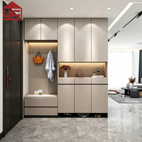 Mueble Zapatero de Lujo Personalizable con Múltiples Zonas y Luz LED para Recibidor, Armario de Almacenamiento de Madera para Pasillo