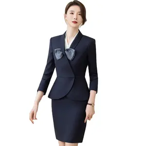 Setelan pakaian kantor wanita, dua potong pakaian bisnis modis kualitas tinggi