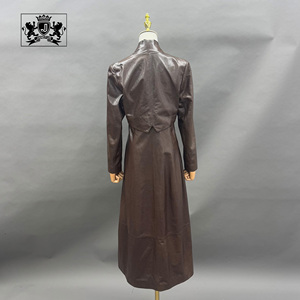 Veste longue en cuir d'agneau véritable Janefur pour femme, printemps-automne, marron, noir, imperméable, pour femmes - Product Image 2