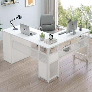Contemporary White <strong>Wood</strong> Office <strong>Desk</strong> with 3 Drawers New L-Shaped Computer <strong>Desk</strong> for Villa Modern Style - Product Image 3