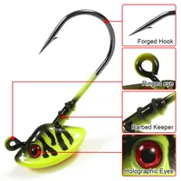Kail Pancing Spinpoler Stand-Up Jig Head Hooks Mata 3D Tajam untuk Umpan Ikan Swimbait Shad Perlengkapan Memancing 4pcs/Pak