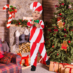 Disfraz de bastón de caramelo para niños, rayas rojas y blancas, ropa para actuaciones navideñas, talla 3T-8Y - Product Image 1