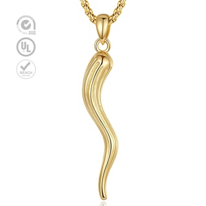 Gioielli di moda di alta qualità 925 <span class=keywords><strong>argento</strong></span> Sterling 18K placcato oro gioielli italiano <span class=keywords><strong>corno</strong></span> ciondolo <span class=keywords><strong>collana</strong></span> <span class=keywords><strong>con</strong></span> scatola d'oro a catena - Product Image 1