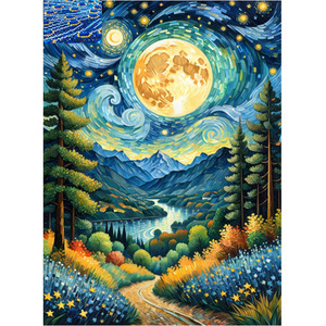 Paesaggi naturali sera pittura diamante Art Kit di pietre preziose Art con trapano rotondo per la casa Dec include vassoio penna - Product Image 1