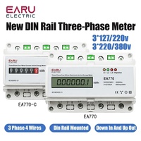 Tiga fase empat kabel meteran energi aktif elektronik kWh Monitor konsumsi daya rel DIN 50/60Hz 3*5(100)A 50/60Hz LED LCD