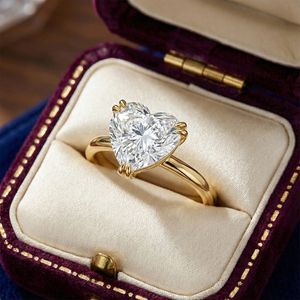Bague solitaire en or 10K/14K/18K - 1ct-5CT Forme de cœur D VVS1 Diamant de laboratoire Bague de fiançailles Bague de mariage - Product Image 3