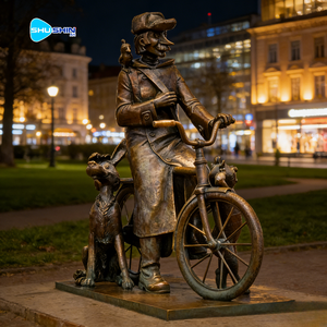 Estatua de Cartero de Bronce a Tamaño Real Personalizada con Bicicleta para Decoración de Jardín Exterior - Product Image 2
