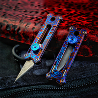 Couteau utilitaire miniature en titane Damas MecArmy EK12, outil multifonction tactique, lame en acier inoxydable, léger