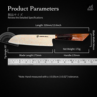 Accessoires de cuisine Couteau de cuisine japonais en acier damas à 33 couches de cuivre Couteau Santoku tranchant