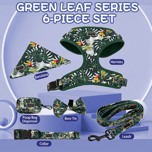 Ensemble laisse et harnais pour chien Nanea Tropical avec bandana à nœud papillon - Product Image 2
