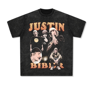 Camisetas personalizadas de algodón con estampado digital DTG, camisa de gran tamaño con hombros caídos, preencogimiento, lavado ácido, <span class=keywords><strong>cantante</strong></span> de hip hop - Product Image 1
